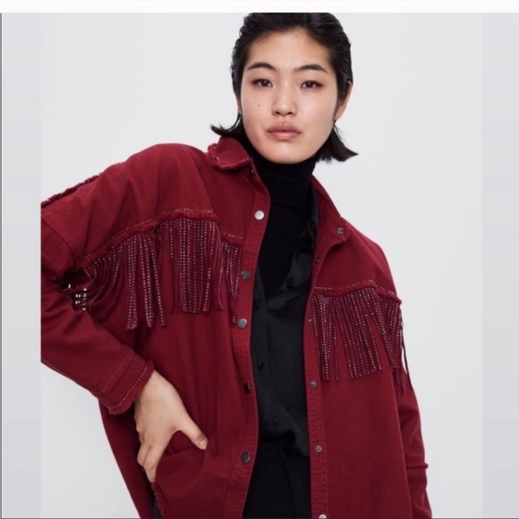 Zara Shiny Fringe overshirt jacket - Picture 8 of 9